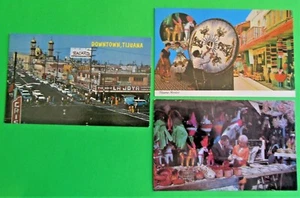 3 Vintage Tijuana, Mexiko Postkarten-Innenstadt-Tanzkleiderladen-Pinata Pots Shop - Bild 1 von 2