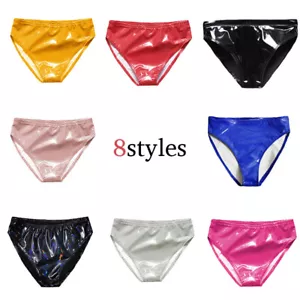 Womens PVC Leather Elastic Waist Booty Short Brief Latex Liquid Nightclub S-3XL - Picture 1 of 26