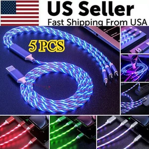 5x 3 in 1 LED Fast Charging Cable Cell Phone Charger Cord For iPhone Type-C USB - Photo 1 sur 26