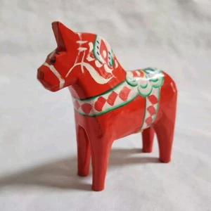 VTG Grannas A. Olsson Swedish Dala Horse Orange Wooden Folk Art MCM 4" Nils - Picture 1 of 10