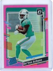 2023 Panini Optic DEVON ACHANE ROOKIE PINK HOLO PRIZM Miami DOLPHINS - Picture 1 of 2