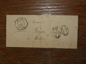  LETTRE MARQUE POSTALE MACON à MATOUR  3 AOUT 1862 GROS CHIFFRE 30 - Picture 1 of 2