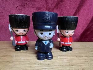 Vintage British Soldier Plastic 1970’s Egg Cup Hong Kong & Policeman x 3 Kitsch - Picture 1 of 12
