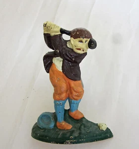 GOLFER de hierro fundido pintado vintage para tope de puerta y sujetalibros - Imagen 1 de 6