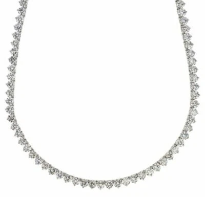Donna 25 Carati D VVS1 Taglio Rotondo Tennis Collana Solido 925 Argento Sterling - Immagine 1 di 4