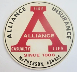 ALLIANCE INSURANCE: Fire-Casualty-Life Agency Company Plaque/Mark KANSAS 1888 - Picture 1 of 4