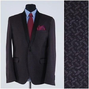 Mens Purple Tuxedo jacket 42R UK Size Herringbone Sport Coat Blazer - Picture 1 of 13