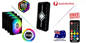 4 Pack of 120mm LED RGB Computer Case Fans + Free ARGB PWM Hub - Picture 1 of 9