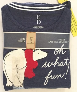 ED by Ellen DeGeneres Plaid Pajama Set Long Sl Kids M 6-8 New Polar Bear E70054 - Picture 1 of 4