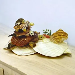 Vintage Sea Shell Art Sculpture Turtles Bopping Heads Beach Decor Novelty *read - Picture 1 of 8