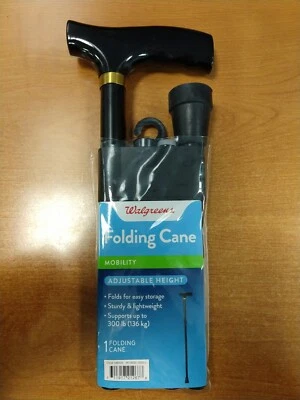 Bastón plegable de altura ajustable Walgreens soporta hasta 300 libras - ligero -9C Foto 1 de 4