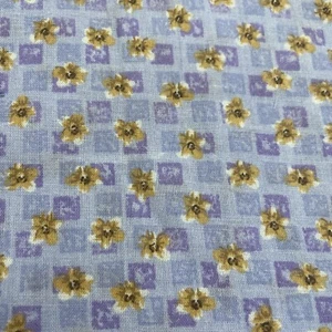 Cotton Fabric Purple Lavendar Yellow Pansies Flowers Floral Quilting 1 5/8 Yards - Picture 1 of 8