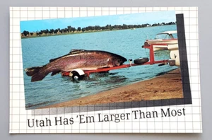 Vintage Postcard-"Utah Has 'Em Larger Than Most" Fisherman's Tale. - Picture 1 of 2