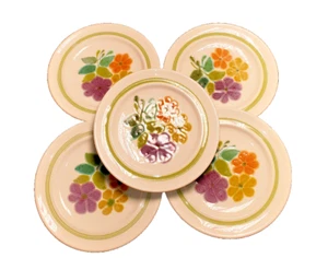 5 Franciscan Floral Green Rim Salad or Dessert Plates 8.5" - Picture 1 of 3