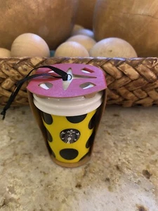 Neu 2018 Starbucks Zitrone Gelb Schwarz Punkte Keramik Tasse Feiertag Ornament - Bild 1 von 2