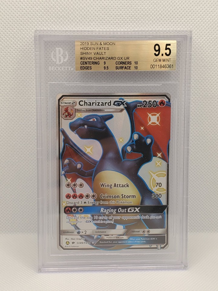 Pokemon BGS 9.5 GEM MINT Shiny Charizard GX Hidden Fates SV49/SV94