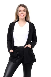 DAMEN FRAUEN OFFENE CARDIGAN MIT FRONTTASCHE LANGARM OBERTEILE WESTE  - Bild 1 von 14