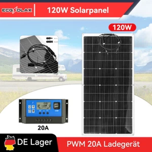 Solarmodul 120W 18V Solarpanel 20A Ladegerät USB Kit Für Wohnwagen Camping Boot - Bild 1 von 11