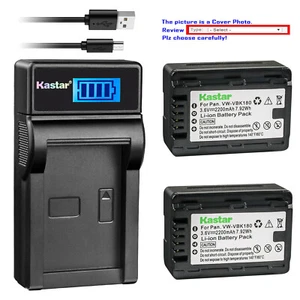Kastar Battery LCD USB Charger for Panasonic VW-VBL090 VW-VBL090PPK VW-VBK180 - Picture 1 of 11