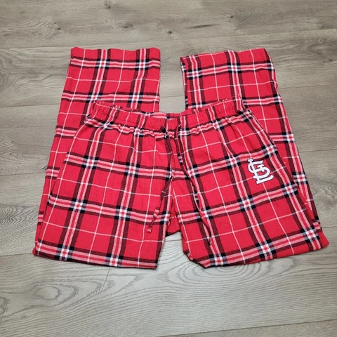 St Louis Cardinals Pajama Pants Mens Large Red Plaid MLB Lounge Sleep Flannel Cover