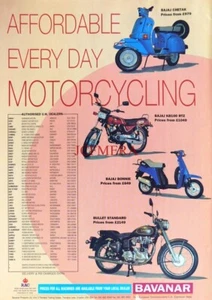 Raro Bavanar 'BAJAJ' Gama de Motocicletas de la India Anuncio: 1994 Impresión: 672/139 - Imagen 1 de 1