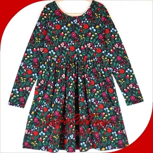NWT HANNA ANDERSSON LONG SLEEVE SKATER POCKET DRESS GARDEN DREAM BLACK 110 5 - Picture 1 of 5