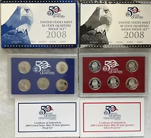 2008s Silver & 2008s Clad Proof Quarter Set - Picture 1 of 3