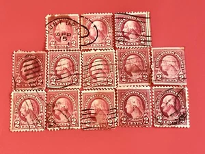 🔥Sehr selten! 13 Stück - USA George Washington 2 Cent Red Mail Briefmarken! 1900’s - Bild 1 von 2