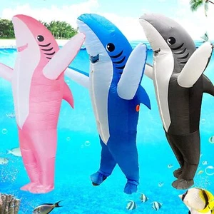 Unisex Inflatable Shark Cosplay Costume Suit Adult Halloween Carnival Party AUS - Picture 1 of 14