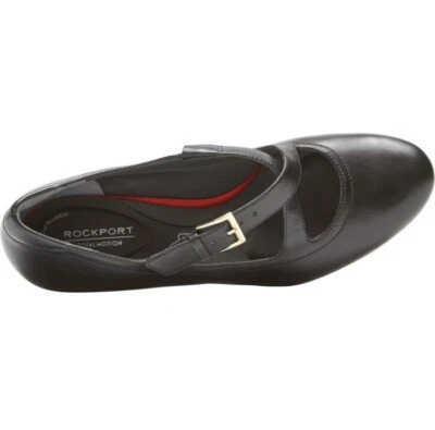 Zapatos de cuña suaves Rockport para mujer talla 9,5 M de cuero negro cruzado con correa Dbl Foto 1 de 4