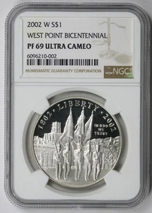 2002-W West Point Bicentennial Silver Commemorative $1 PF 69 Ultra Cameo NGC - Picture 1 of 4