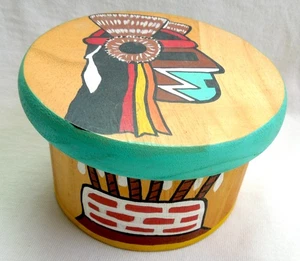 HOPI Wood Kachina Box *Poleyestewa *4.5 by 2.75 Inch*Painted*2005* FREE SHIPPING - Picture 1 of 10