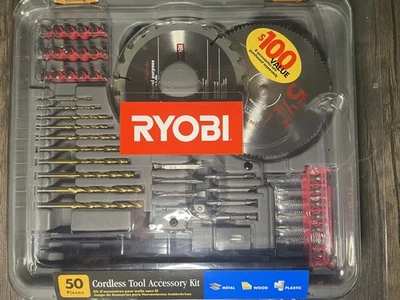 NEW Ryobi A98500 50 Piece Cordless Tool Accessory Kit. Metal Wood Plastic - Image 1 of 4