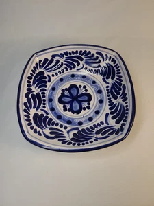 Talavera Mexican Pottery Blue & White Dish 7.25" - Picture 1 of 3