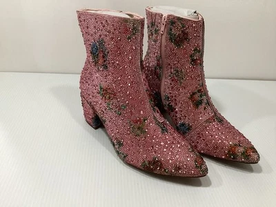 YAYONE Botines Rosa Estrás Cremallera ¡¡BRILLANTES BRILLANTES!! ¡NUEVO! Talla 9,5 Foto 1 de 4