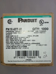 Panduit PN18-6FF-M Pressure Terminal Connector Flange Fork Term. BOX OF 825 - Picture 1 of 2