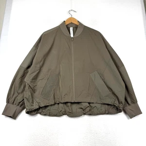 Lululemon Damen Bomberjacke mittelbraun leichter Saum Cinch Zip Oversized - Bild 1 von 11
