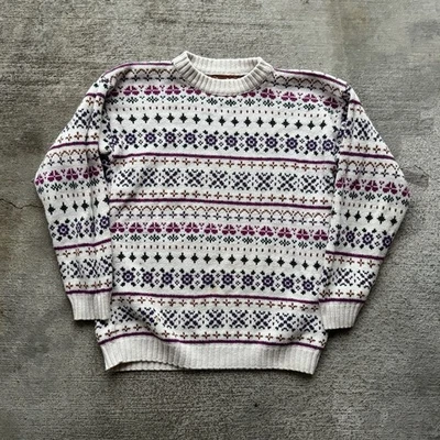 复古 REI 棉毛衣多色花卉 Cottagecore 女式中号 — 第 1/4 张图片