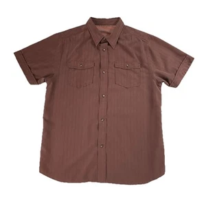 Prana Brown Short Sleeve Button Shirt SZ Large Modal Pockets Utility Western - Picture 1 of 13