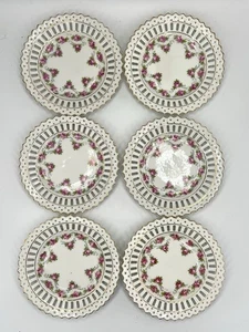 Vintage Schumann DRESDEN Bayern Netz (5) 6” TELLER (1) 10” Schale handbemalt - Bild 1 von 4