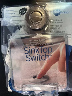 InSinkErator STS-OOSN SinkTop Satin Nickel Button Dual Outlet Switch 2336/OB - Image 1 of 2