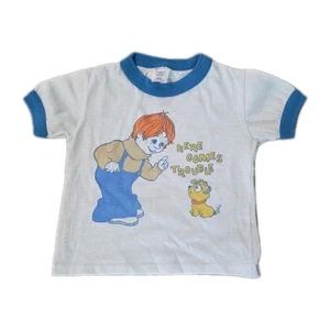 Vintage Sears Here Comes Trouble Clothing T Shirt Size 3t - Picture 1 of 9