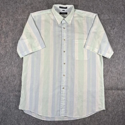 Vintage Christian Dior Button Up Shirt Short Sleeve Men Large Striped Pastel 80s - Image 1 of 4