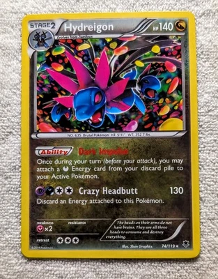 Hydreigon 74/119 XY-Phantom Forces Holo Pokemon Card LP - Image 1 of 2