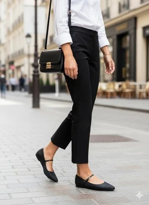 Vince Camuto Mary Jane Pisos Mujer 6 M Cuero Negro Punta Punta Ballet Correa Foto 1 de 4