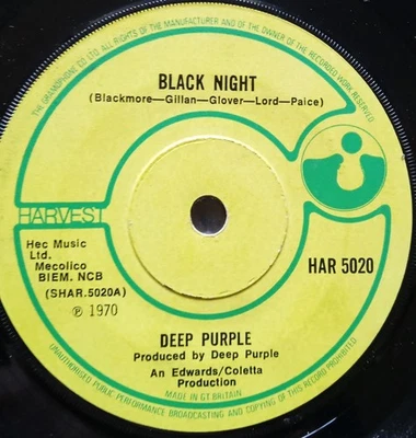 Deep Purple – Black Night/Speed King (Harvest Records) 1970 - Image 1 of 4