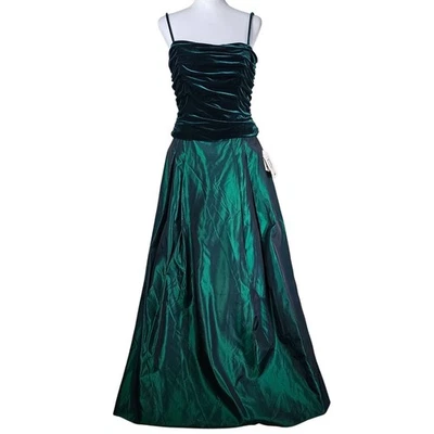 Conjunto de Vestido Formal Scott McClintock Verde Terciopelo y Satén Años 90 De Colección L/10 Glam Vacaciones Foto 1 de 4
