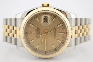 Rolex Datejust 36 Two Tone 18k Gelbgold und Stahl Champagner Zifferblatt 116233 - Bild 1 von 12