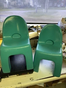 Vintage 1995 Fisher Price Aqua Blue Child Plastic Outdoor Chair Set Lot 20” - Bild 1 von 11
