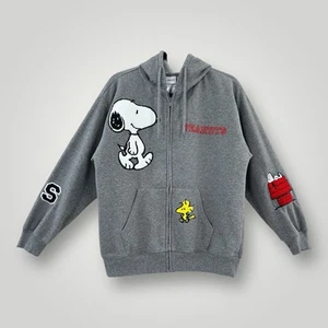 PEANUTS Snoopy Woodstock Hoodie Woman S Full Zip Gray Heather Jacket Embroidery - Picture 1 of 10